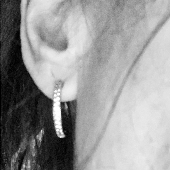 STUNNING White Sapphire & Sterling Silver Red Envelope Hoop Earrings NEW - Picture 7 of 12